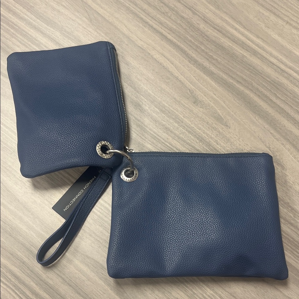 French Connection Blue Leather Set of 2 Wristlets - Picture 4 of 6